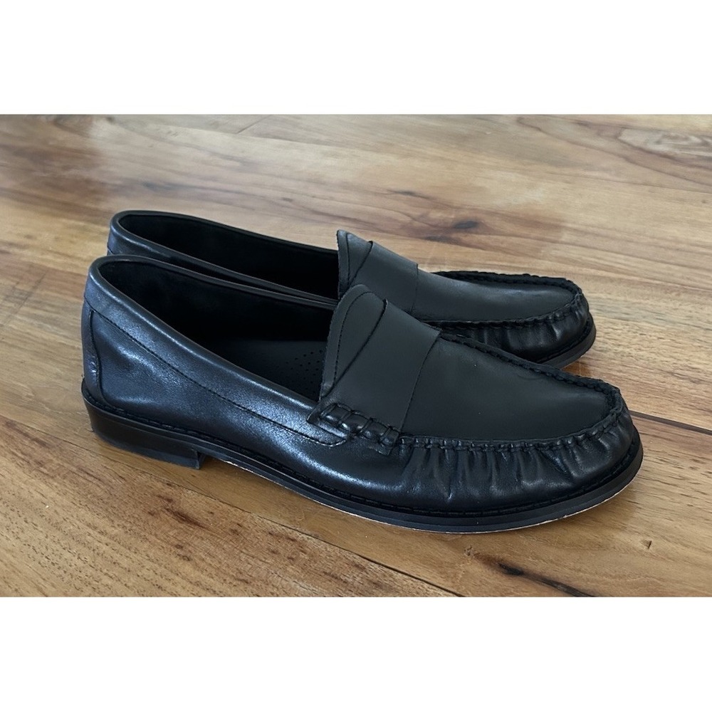 AQUA Kelan‎ Black Leather Loafers Shoes Sz 8